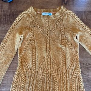 Sparrow Anthropologie Mustard Cable Knit Sweater Wm Small Long Sleeve.